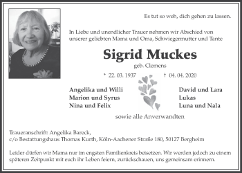 Anzeige von Sigrid Muckes von  Werbepost 