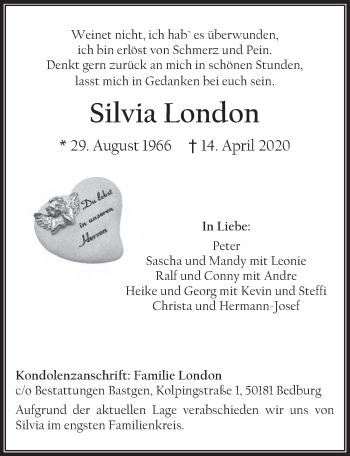Anzeige von Silvia London von  Werbepost 
