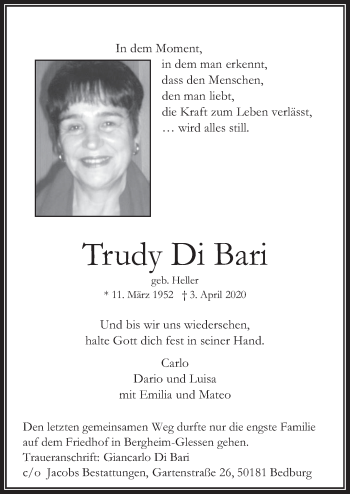 Anzeige von Trudy Di Bari von  Werbepost 