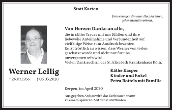 Anzeige von Werner Lellig von  Werbepost 