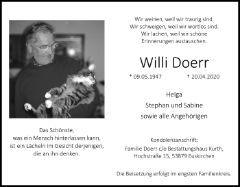 Anzeige von Willi Doerr von Kölner Stadt-Anzeiger / Kölnische Rundschau / Express