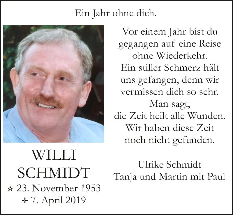  Traueranzeige für Willi Schmidt vom 18.07.2023 aus  Extra Blatt 