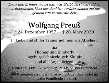 Anzeige von Wolfgang Preuß von  Lokale Informationen 