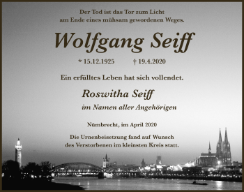 Anzeige von Wolfgang Seiff von  Lokalanzeiger 