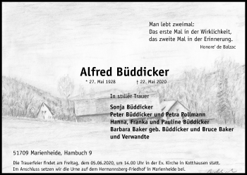 Anzeige von Alfred Büddicker von Kölner Stadt-Anzeiger / Kölnische Rundschau / Express