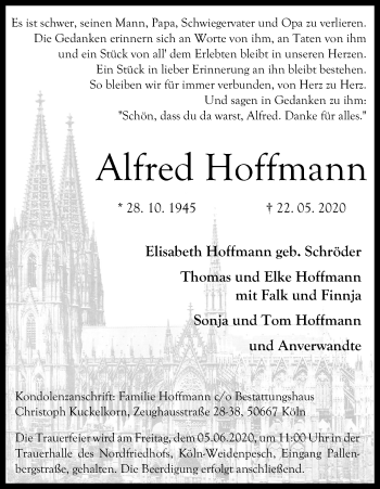 Anzeige von Alfred Hoffmann von Kölner Stadt-Anzeiger / Kölnische Rundschau / Express