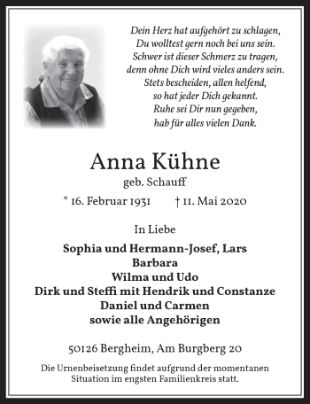 Anzeige von Anna Kühne von  Werbepost 