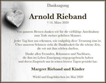 Anzeige von Arnold Rieband von  Anzeigen Echo 