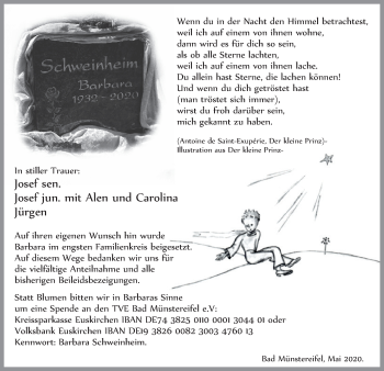 Anzeige von Barbara Schweinheim von  Blickpunkt Euskirchen 