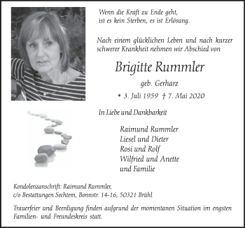 Anzeige von Brigitte Rummler von  Schlossbote/Werbekurier 
