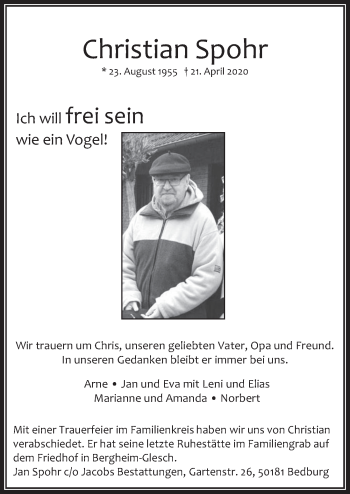 Anzeige von Christian Spohr von  Werbepost 