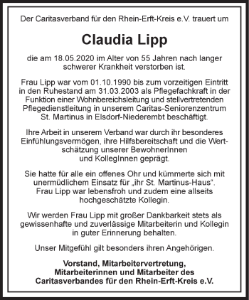 Anzeige von Claudia Lipp von  Wochenende  Werbepost 
