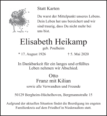 Anzeige von Elisabeth Heikamp von  Werbepost 