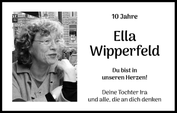 Anzeige von Ella Wipperfeld von Kölner Stadt-Anzeiger / Kölnische Rundschau / Express