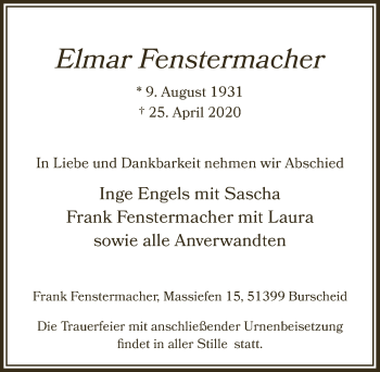 Anzeige von Elmar Fenstermacher von  Lokale Informationen 