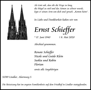Anzeige von Ernst Schieffer von Kölner Stadt-Anzeiger / Kölnische Rundschau / Express