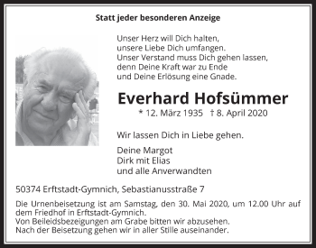 Anzeige von Everhard Hofsümmer von  Werbepost 
