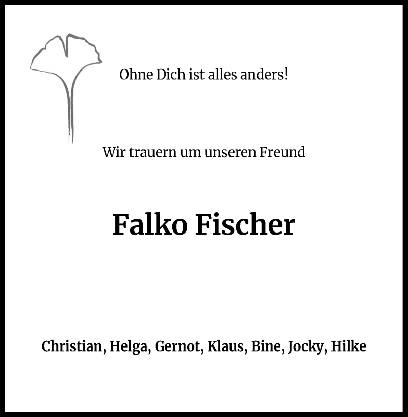  Traueranzeige für Falko Fischer vom 30.05.2020 aus Kölner Stadt-Anzeiger / Kölnische Rundschau / Express