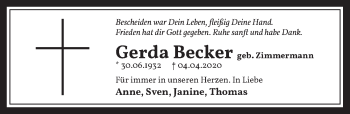 Anzeige von Gerda Becker von  Werbepost 
