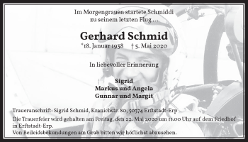 Anzeige von Gerhard Schmid von  Werbepost 