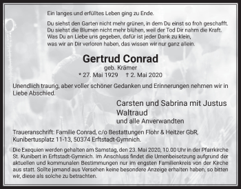 Anzeige von Gertrud Conrad von  Werbepost 