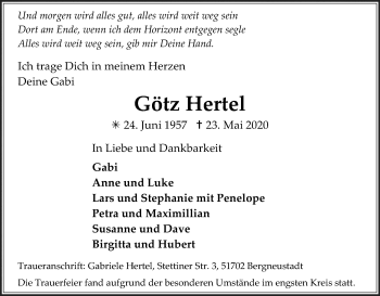 Anzeige von Götz Hertel von Kölner Stadt-Anzeiger / Kölnische Rundschau / Express