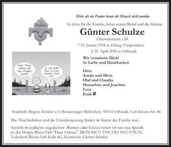 Anzeige von Günter Schulze von  Werbepost 