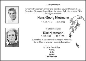 Anzeige von Hans-Georg Nietmann von  Blickpunkt Euskirchen 