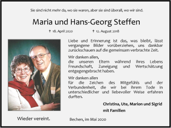 Anzeige von Hans-Georg Steffen von  Bergisches Handelsblatt 