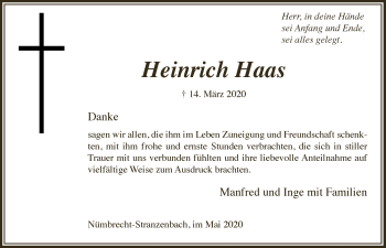 Anzeige von Heinrich Haas von  Lokalanzeiger 