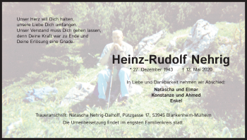 Anzeige von Heinz-Rudolf Nehrig von Kölner Stadt-Anzeiger / Kölnische Rundschau / Express