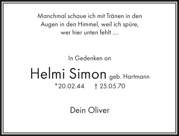 Anzeige von Helm Simon von  Lokalanzeiger 