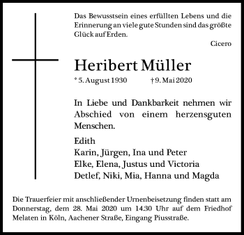 Anzeige von Heribert Müller von Kölner Stadt-Anzeiger / Kölnische Rundschau / Express