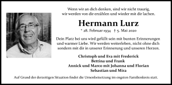 Anzeige von Hermann Lurz von Kölner Stadt-Anzeiger / Kölnische Rundschau / Express