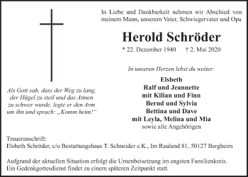 Anzeige von Herold Schröder von  Werbepost 