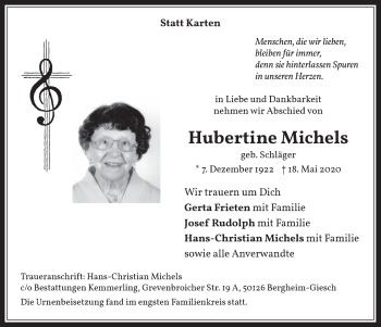 Anzeige von Hubertine Michels von  Werbepost 