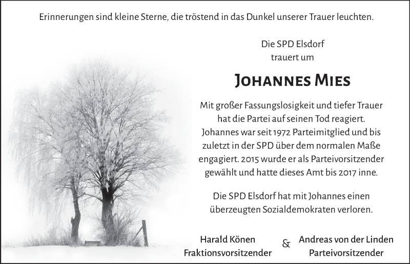  Traueranzeige für Johannes Mies vom 08.05.2020 aus  Werbepost 
