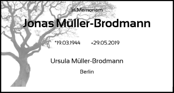 Anzeige von Jonas Müller-Brodmann von Kölner Stadt-Anzeiger / Kölnische Rundschau / Express