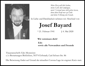 Anzeige von Josef Bayard von Kölner Stadt-Anzeiger / Kölnische Rundschau / Express