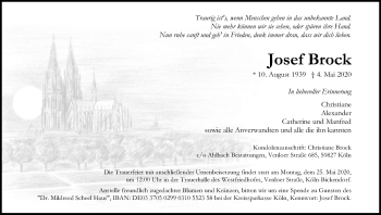 Anzeige von Josef Brock von Kölner Stadt-Anzeiger / Kölnische Rundschau / Express