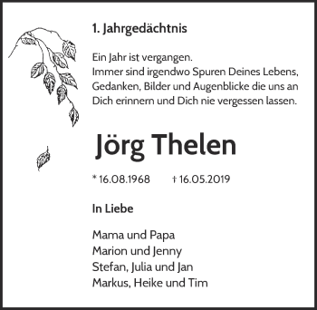 Anzeige von Jörg Thelen von  Blickpunkt Euskirchen 