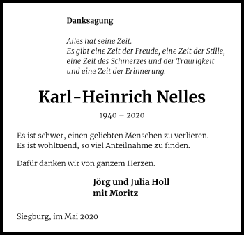 Anzeige von Karl-Heinrich Nelles von Kölner Stadt-Anzeiger / Kölnische Rundschau / Express