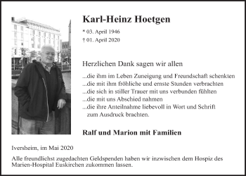 Anzeige von Karl-Heinz Hoetgen von  Blickpunkt Euskirchen 