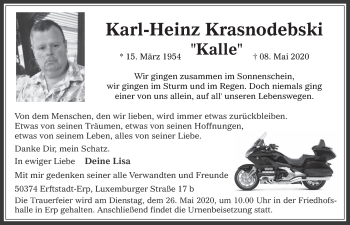 Anzeige von Karl-Heinz Krasnodebski von  Werbepost 