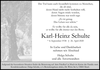 Anzeige von Karl-Heinz Schulte von Kölner Stadt-Anzeiger / Kölnische Rundschau / Express