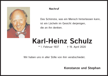 Anzeige von Karl-Heinz Schulz von Kölner Stadt-Anzeiger / Kölnische Rundschau / Express