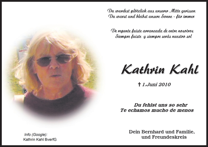  Traueranzeige für Kathrin Kahl vom 30.05.2020 aus Kölner Stadt-Anzeiger / Kölnische Rundschau / Express