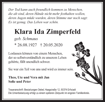 Anzeige von Klara Ida Zimperfeld von  Werbepost 