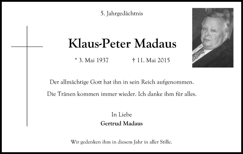  Traueranzeige für Klaus-Peter Madaus vom 18.07.2023 aus Kölner Stadt-Anzeiger / Kölnische Rundschau / Express