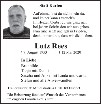 Anzeige von Lutz Rees von  Werbepost 